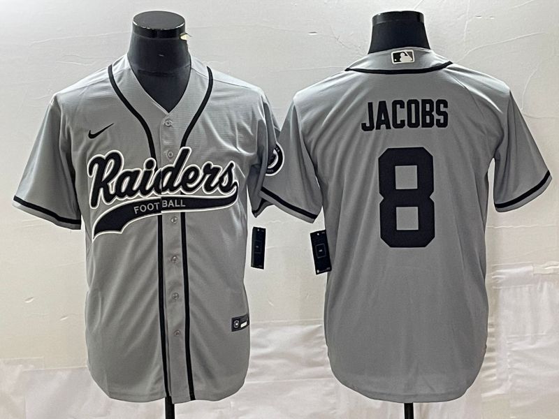 Men Oakland Raiders #8 Jacobs Grey Co Branding Game NFL Jersey